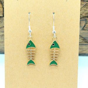 Green Fishbone Earrings